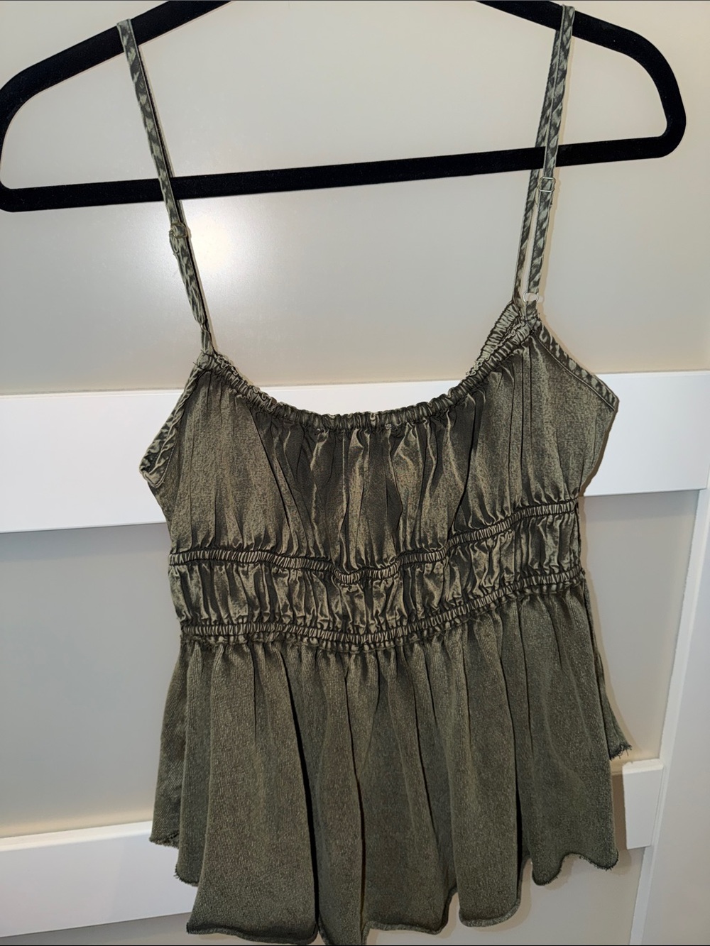 We The Free Olive Smocked Spaghetti Strap Camisole - Picture 3 of 3